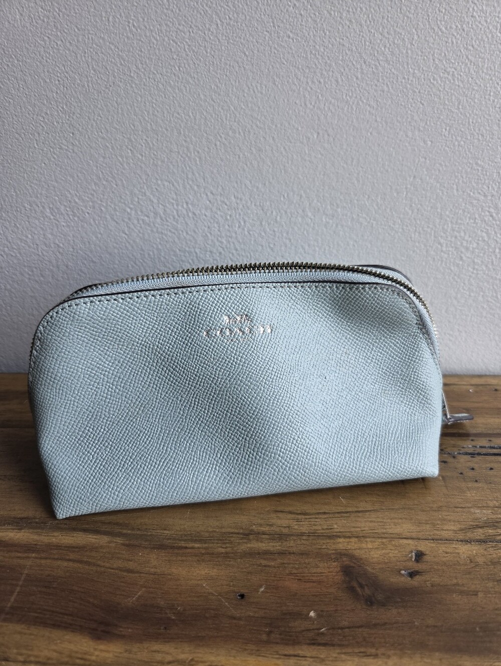 COACH Light Blue Women's Cosmetic Pouch Makeup Bag